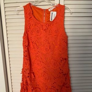Sugar + Lips orange lace sleeveless dress. Sz S